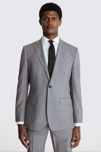 Tailored Fit Light Grey Marl Performance Suit Jacket