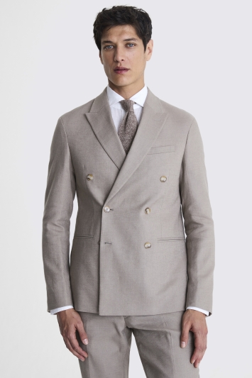 Slim Fit Taupe Matte Linen Suit Jacket