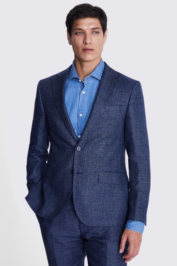 Italian Slim Fit Blue Texture Suit Jacket