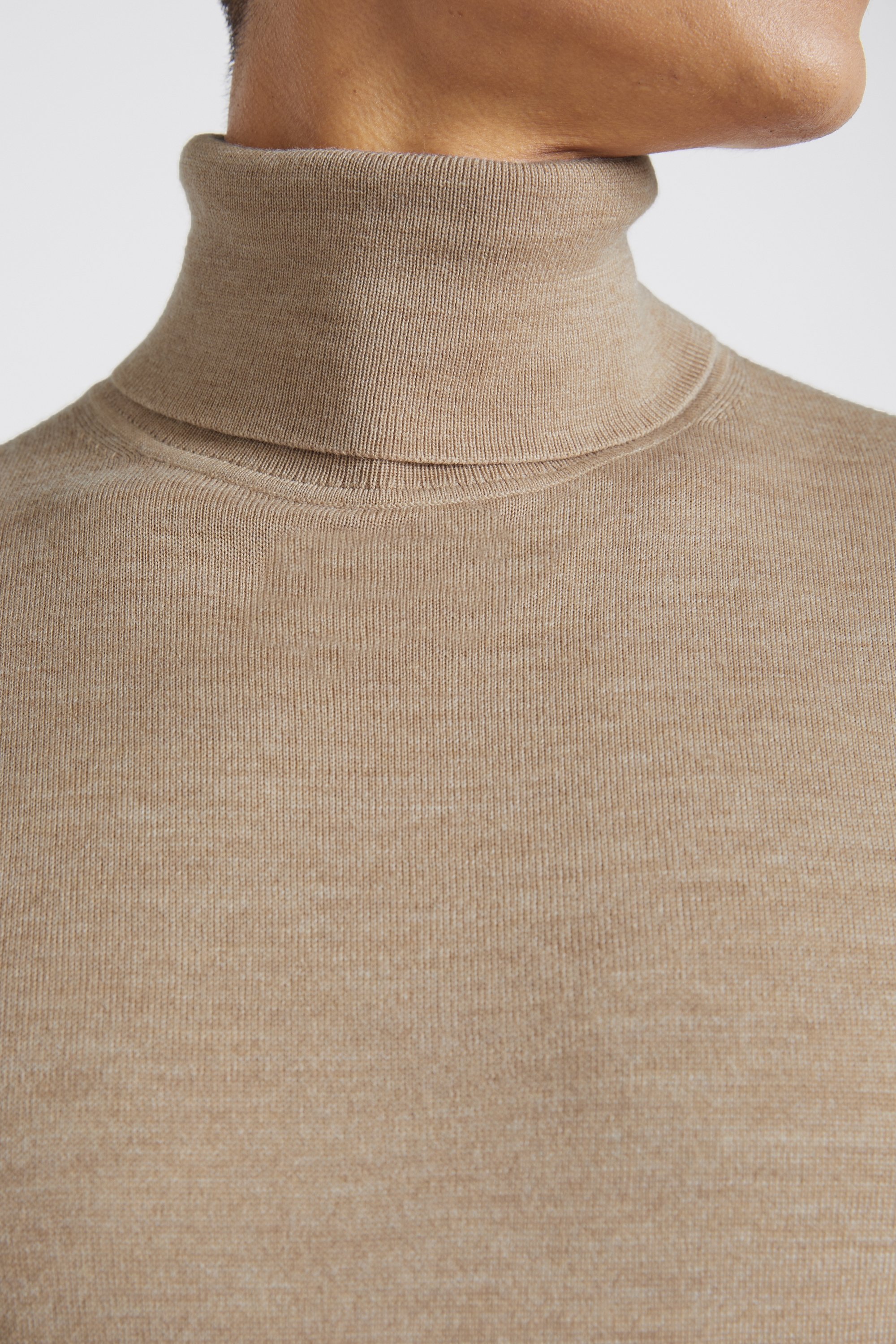 Camel Merino Roll Neck Jumper Buy Online At Moss