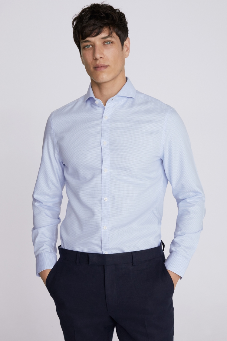 Slim Fit Sky Textured Non-Iron Shirt