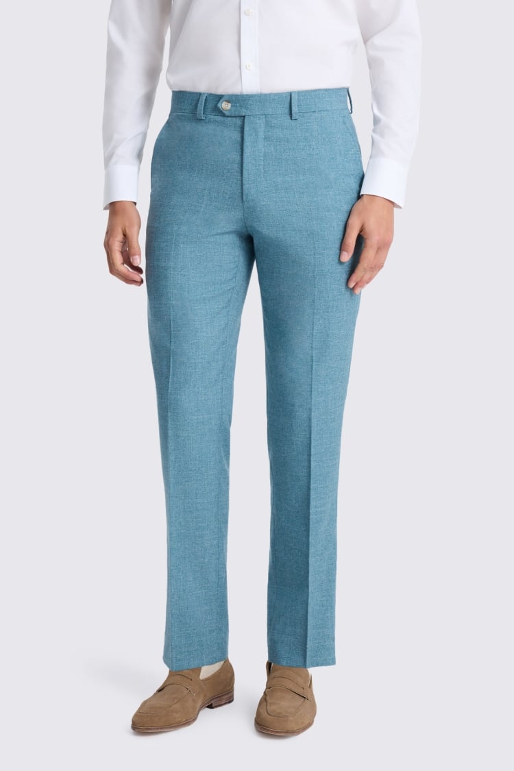 Tailored Fit Teal Slub Pants
