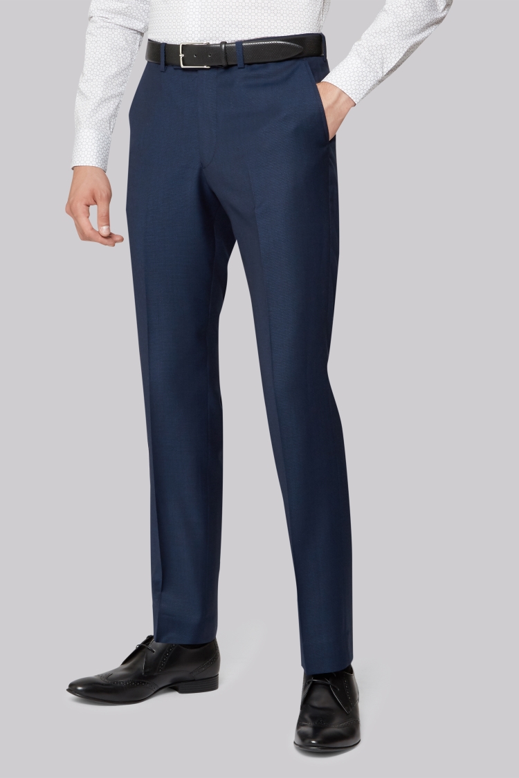 Hardy Amies Tailored Fit Navy Birdseye Pants