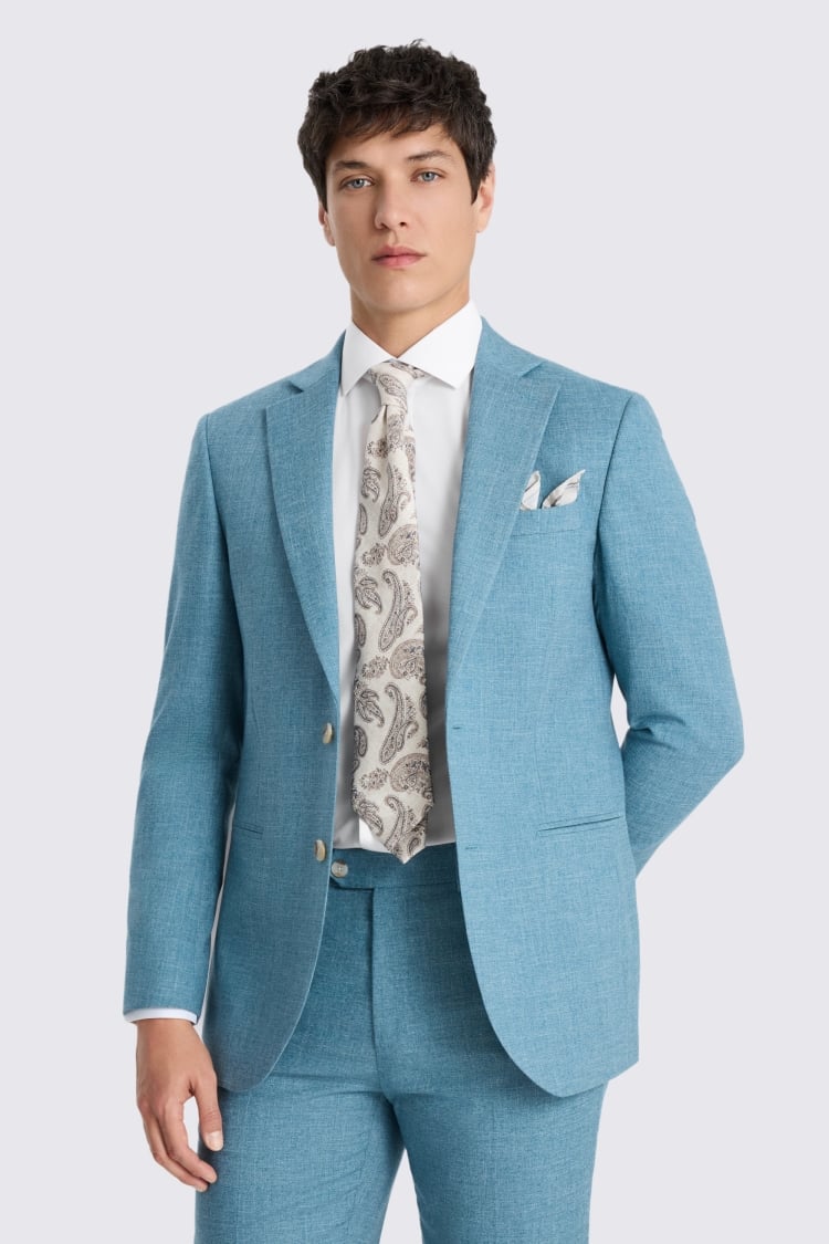 Tailored Fit Teal Slub Suit