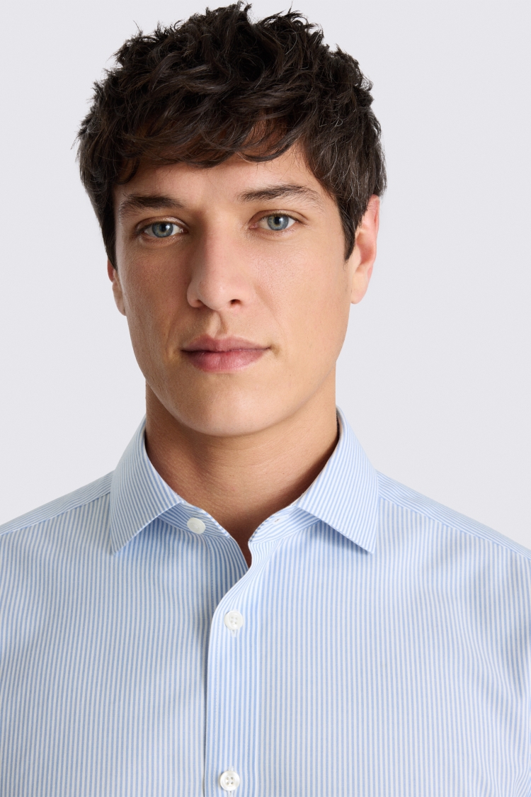 Tailored Fit Sky Stripe Non Iron Cotton Shirt