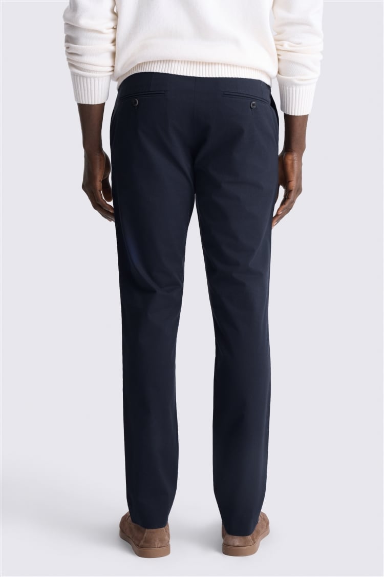Slim Fit Navy Cotton-Stretch Chinos 