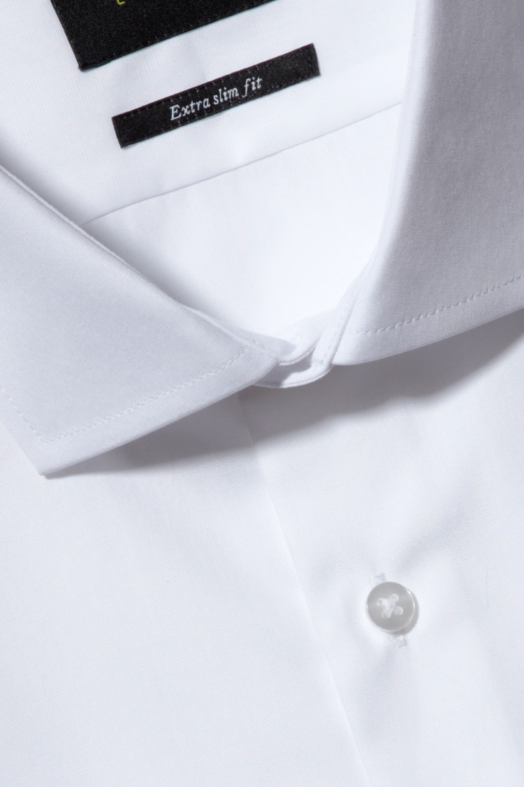 Moss London Premium Extra Slim Fit White Double Cuff Poplin Shirt