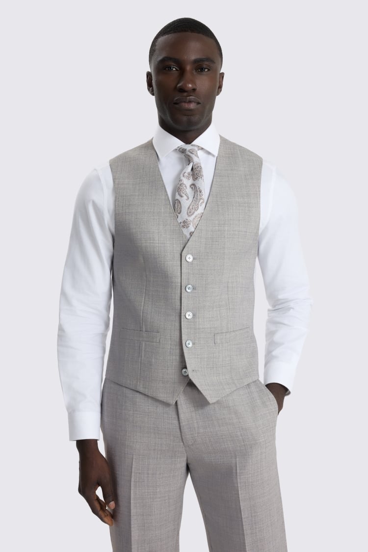 Slim Fit Light Grey Marl Waistcoat 