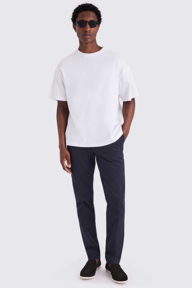 Slim Fit Navy Cotton-Stretch Chinos 