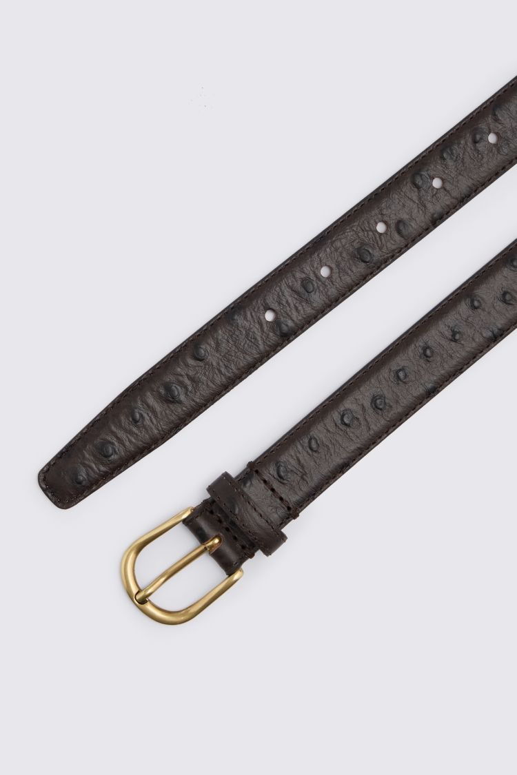 Italian Brown Ostrich Leather Belt