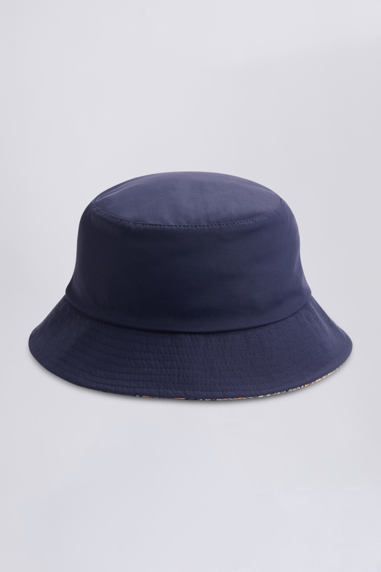 Navy Paisley Print Reversible Bucket Hat | Buy Online at Moss