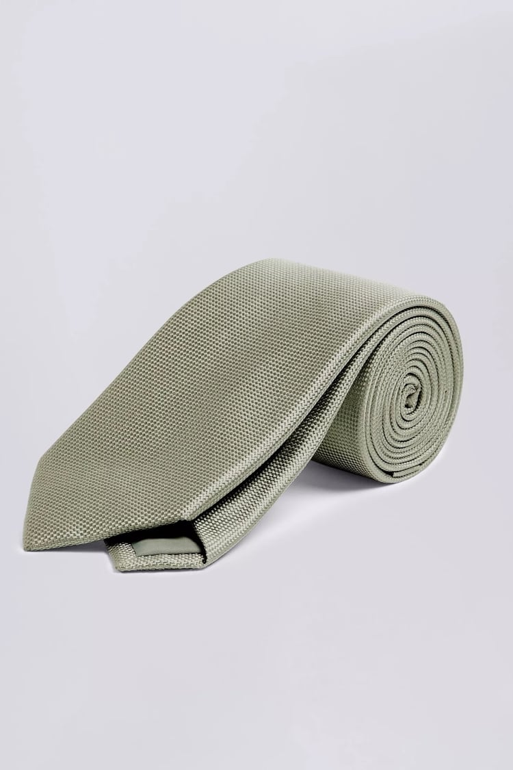 Plain Sage Green Natte Silk Tie