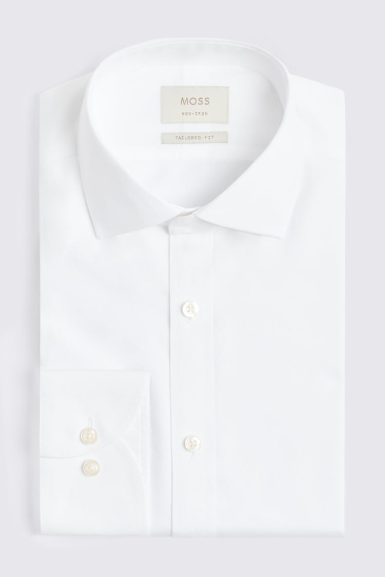 Tailored Fit White Royal Oxford Non Iron Cotton Shirt