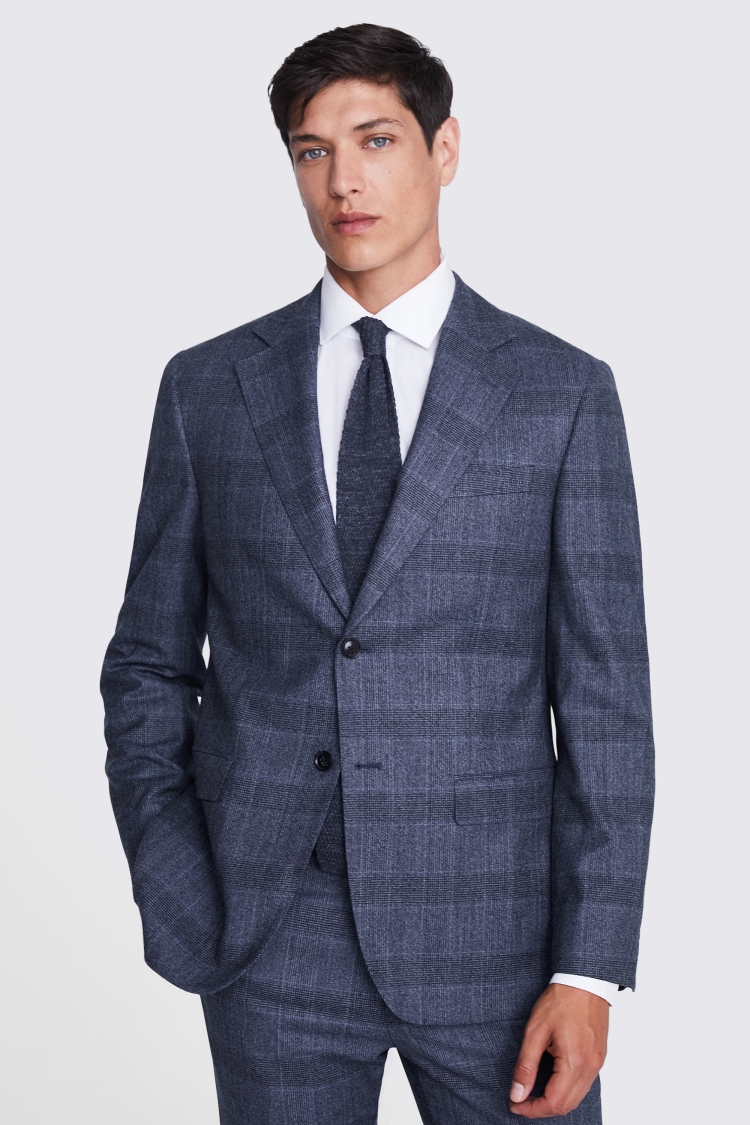 Italian Tailored Fit Blue Check Suit