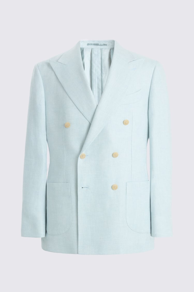 Italian Tailored Fit Aqua Linen-blend Suit