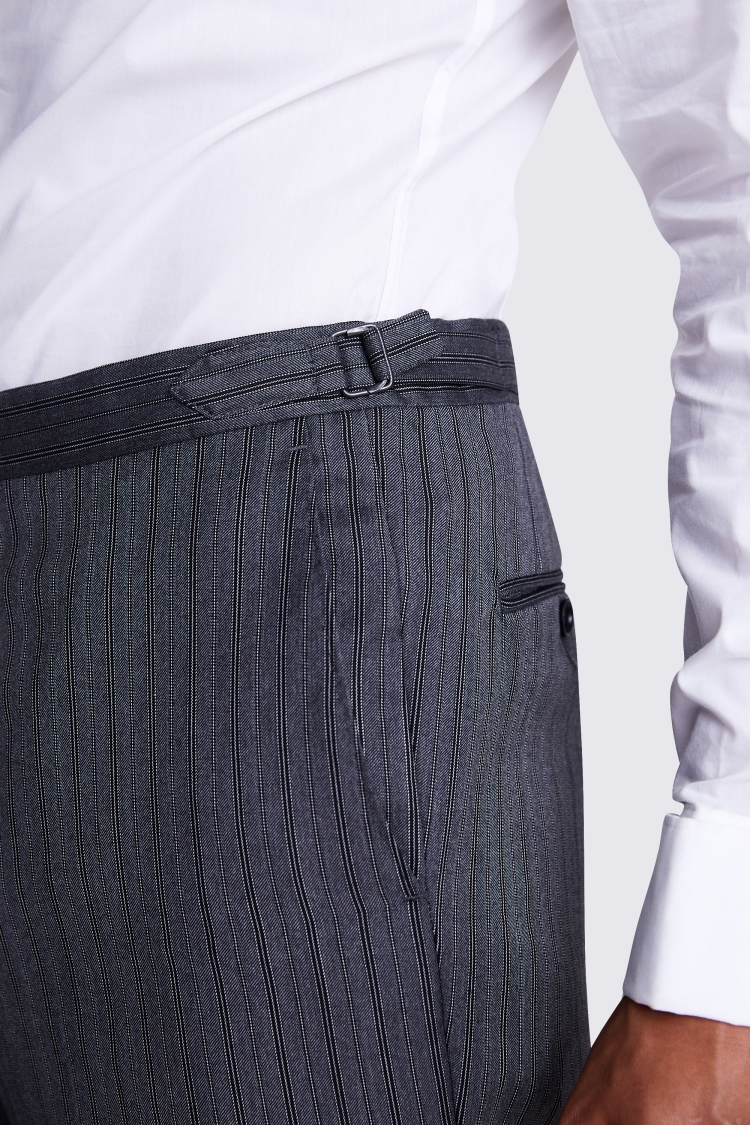 Italian Tailored Fit Grey Stripe Morningwear Trousers