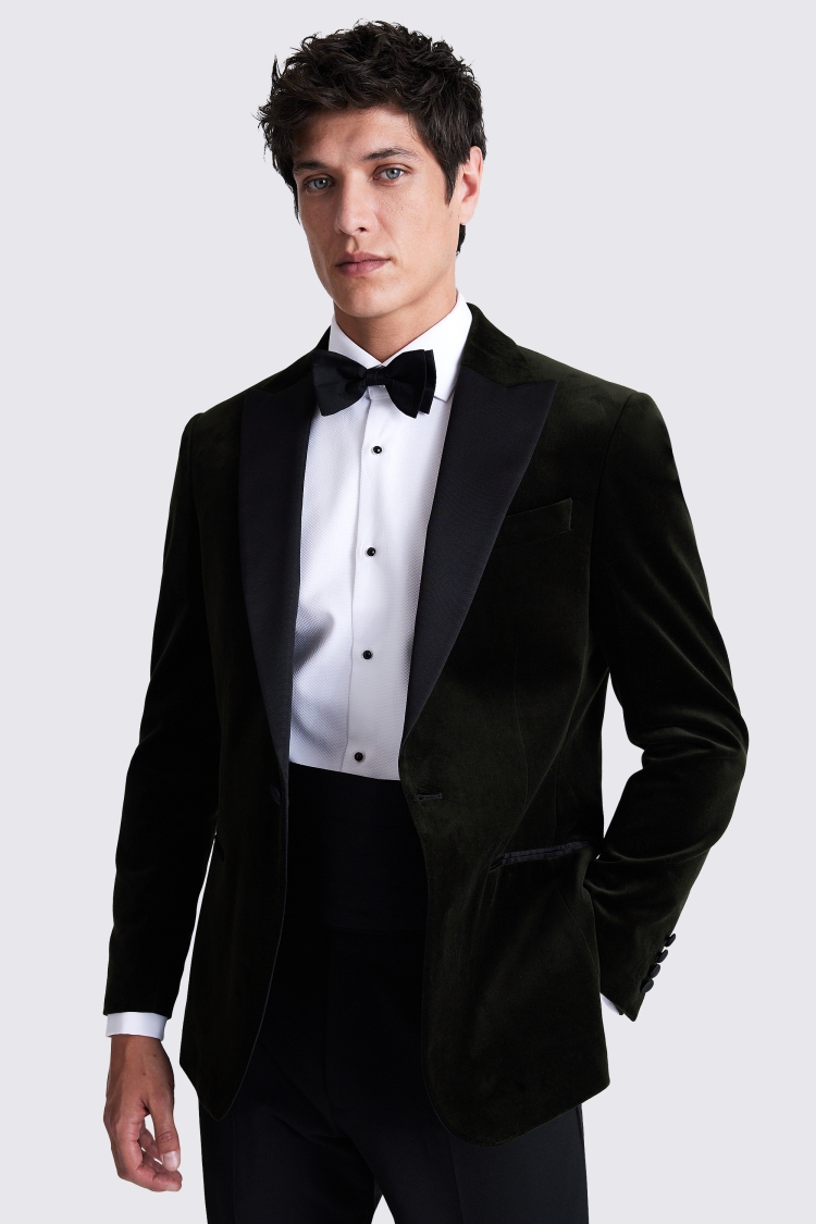 Tailored Fit Olive Velvet Jacket