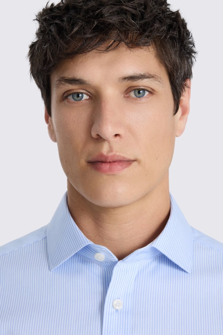 Regular Fit Sky Stripe Non Iron Cotton Shirt