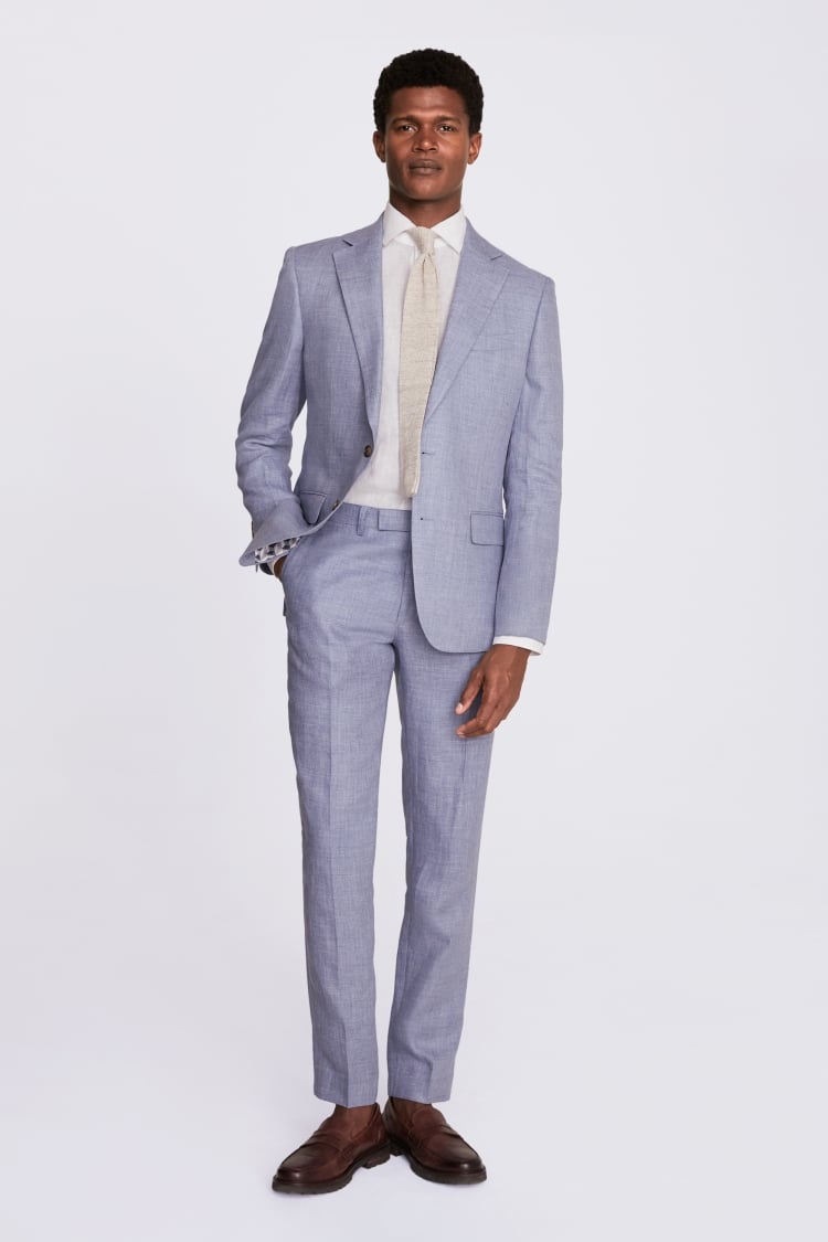 Tailored Fit Dusty Blue Linen Suit