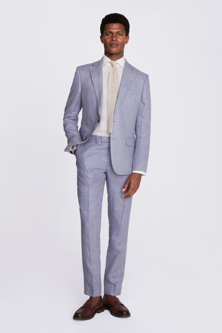 Tailored Fit Dusty Blue Linen Jacket