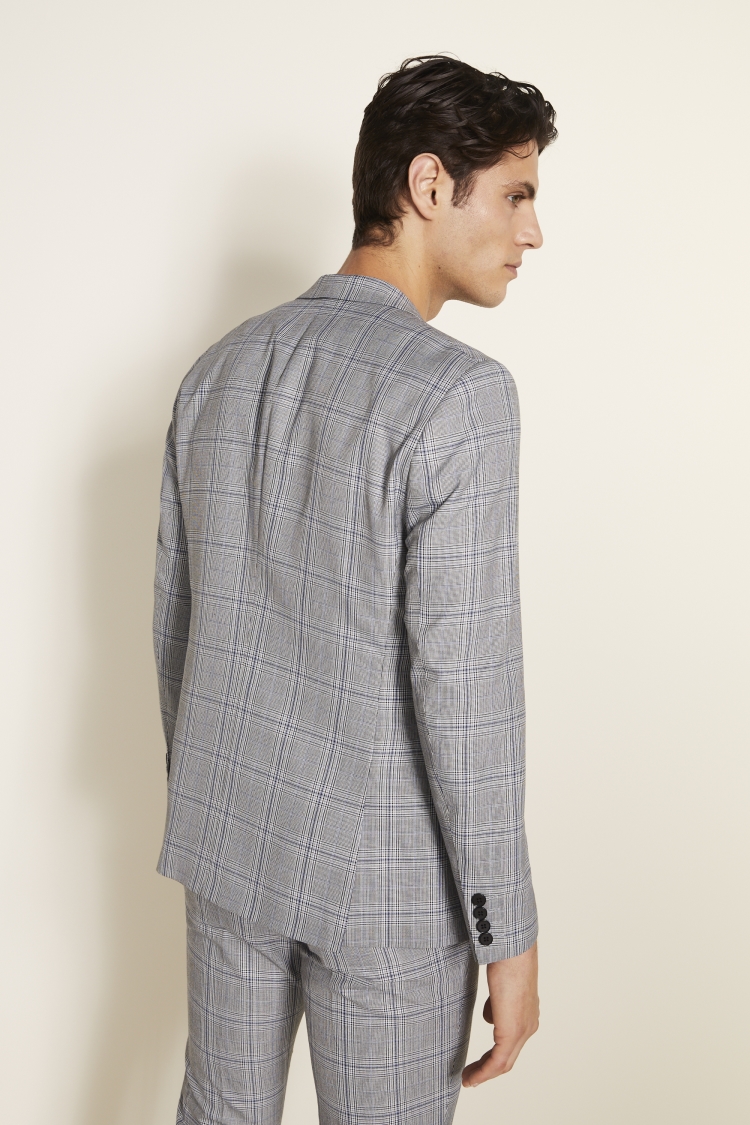 Slim Fit Grey & Sky Check Jacket