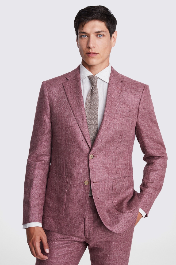 Slim-fit two-piece suit in melange linen