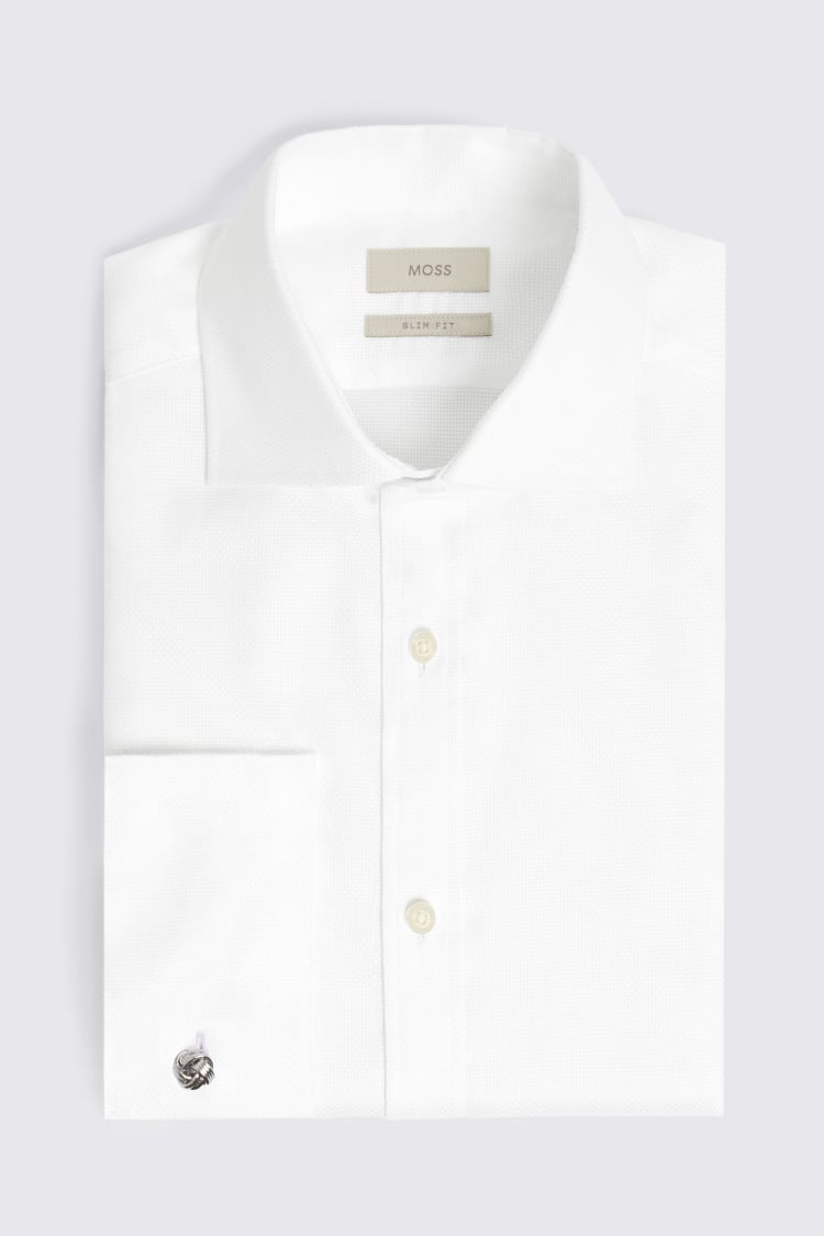 Slim Fit White Dobby Cotton Shirt