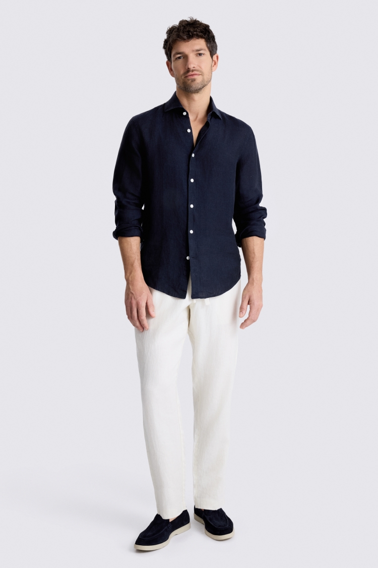 Navy Linen Shirt