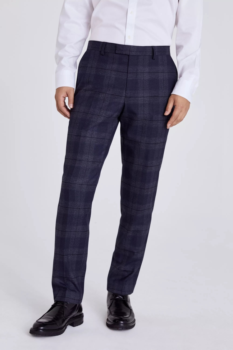 Tailored Fit Blue with Black Check Trousers