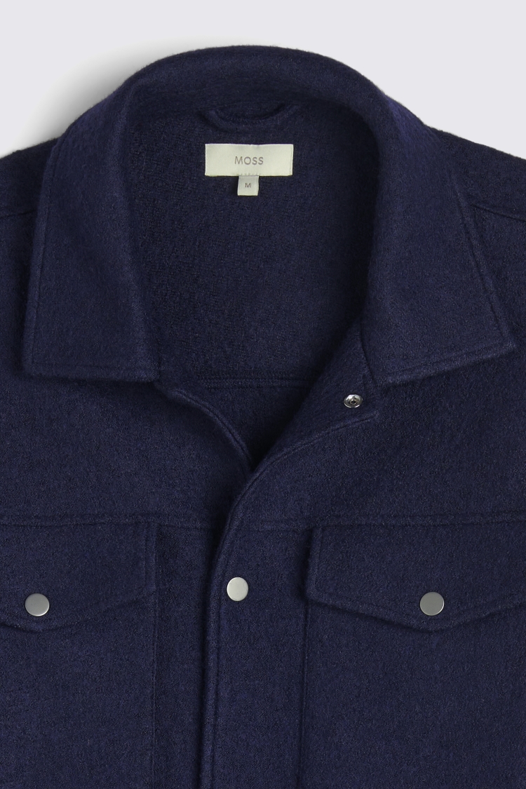 Navy Boiled Wool Trucker Jacket