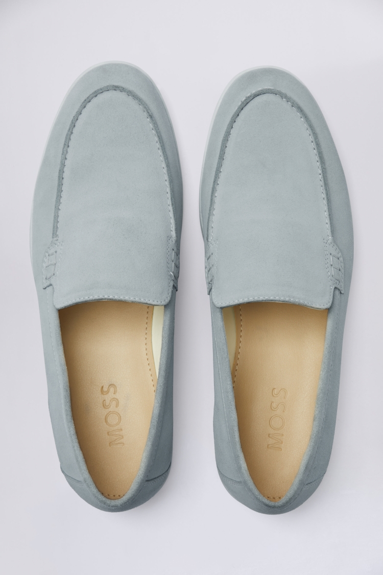 Lewisham Slate Blue Suede Casual Loafers | Buy Online at Moss