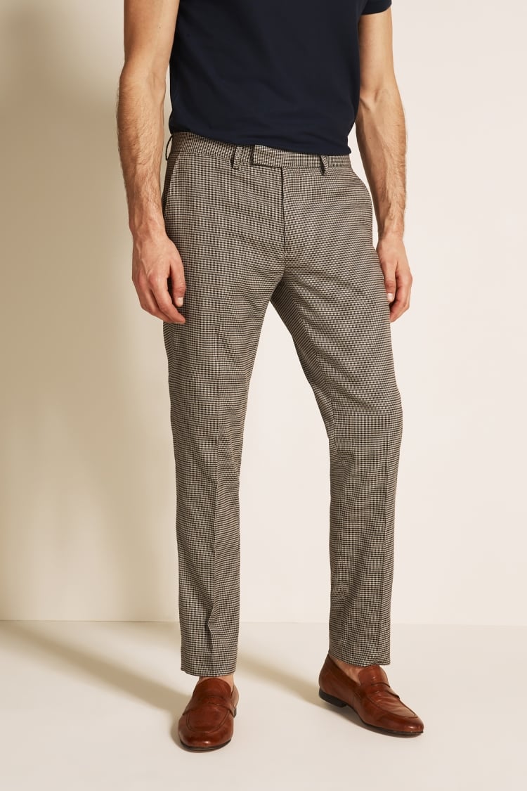 Slim Fit Oat Puppytooth Pants