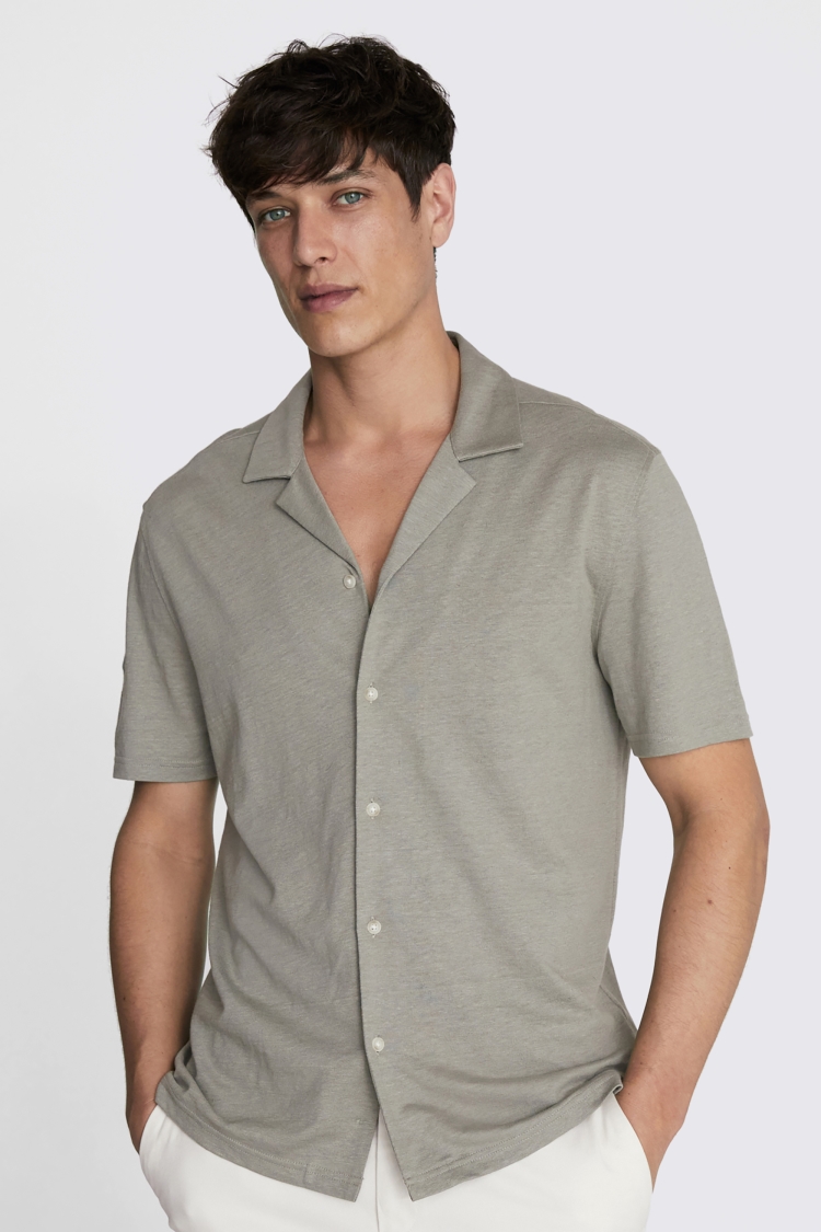 Sage Knitted Cuban Collar Shirt | Buy Online at Moss