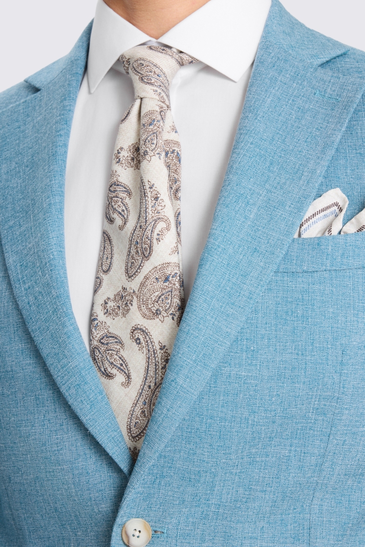 Tailored Fit Teal Slub Suit