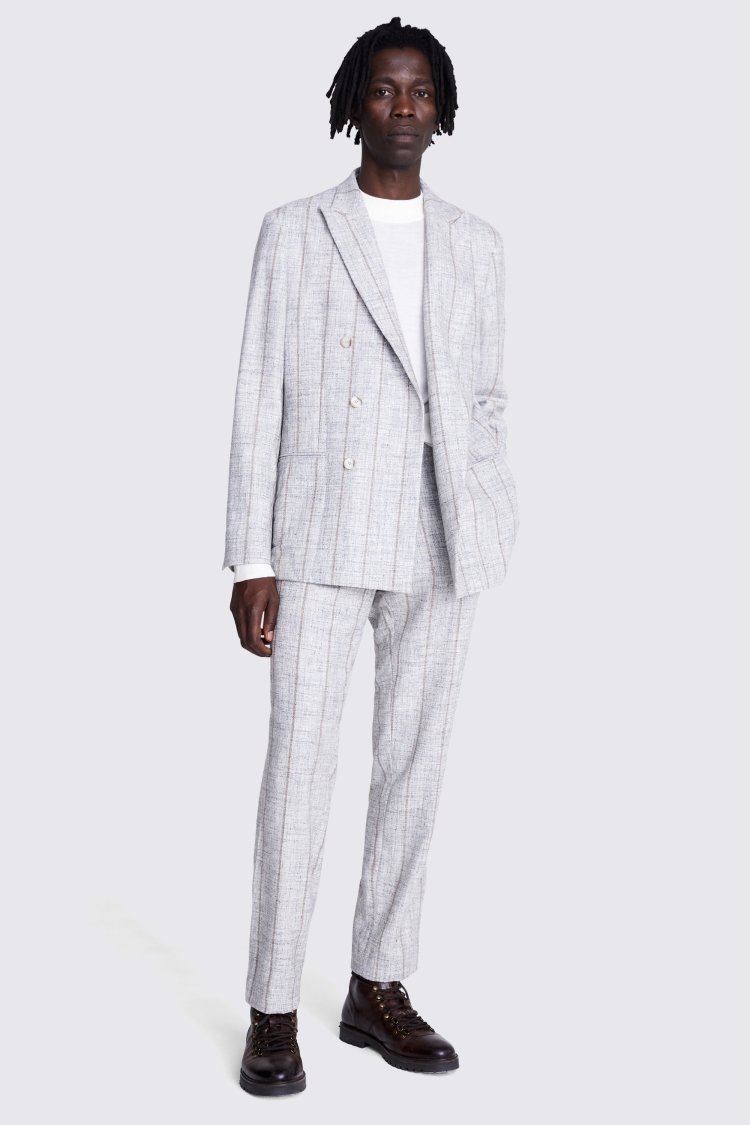 Italian Tailored Fit Light Grey Stripe Suit