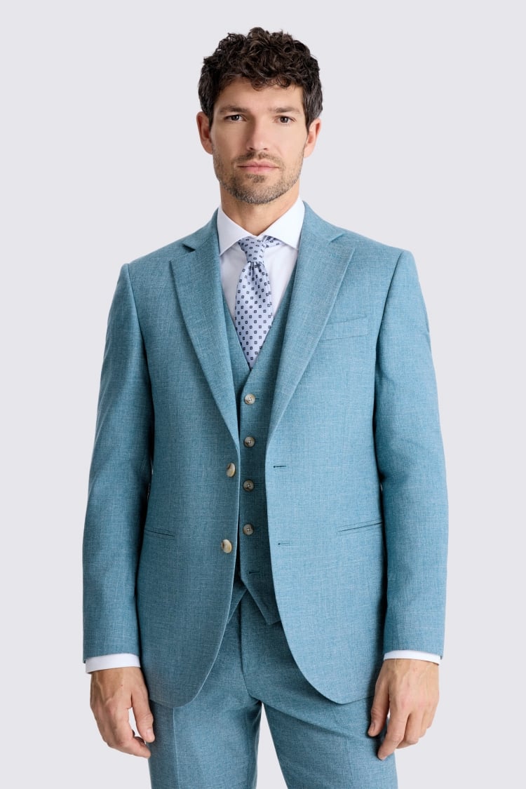Tailored Fit Teal Slub Suit