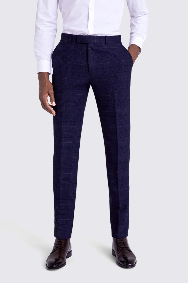 Custom Made  navy black check suit