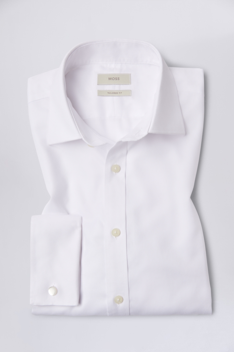 Tailored Fit White Textured Non-Iron Shirt