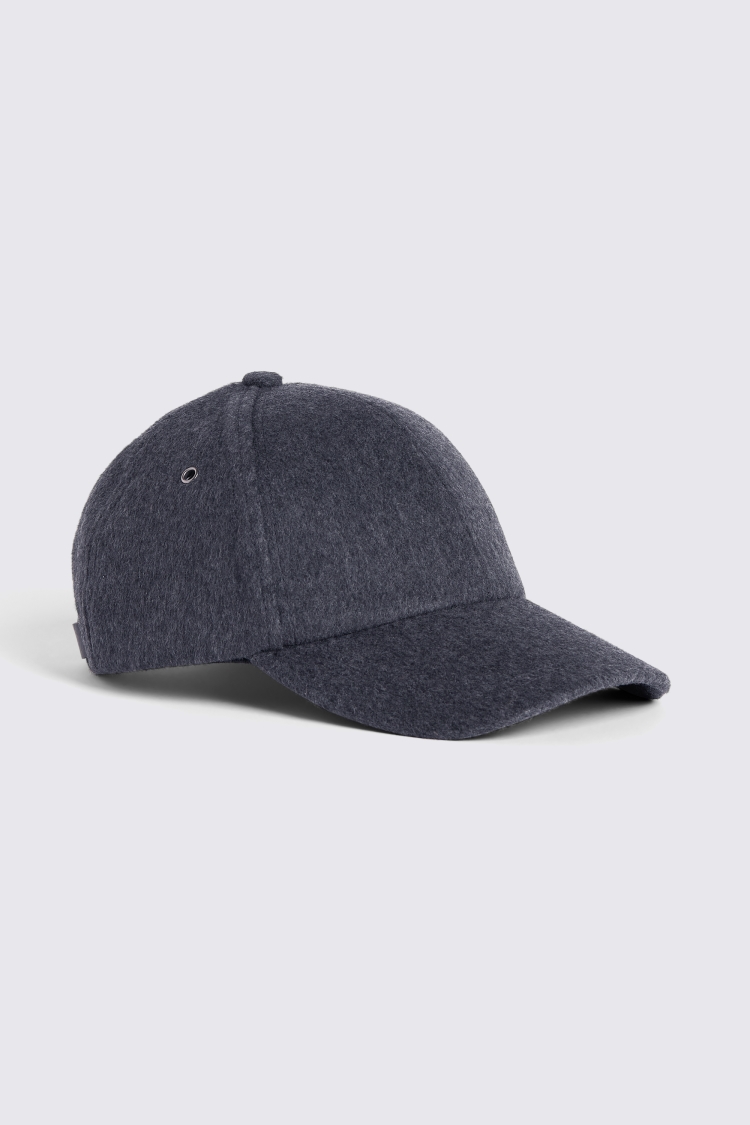 Grey Brushed Wool Baseball Cap