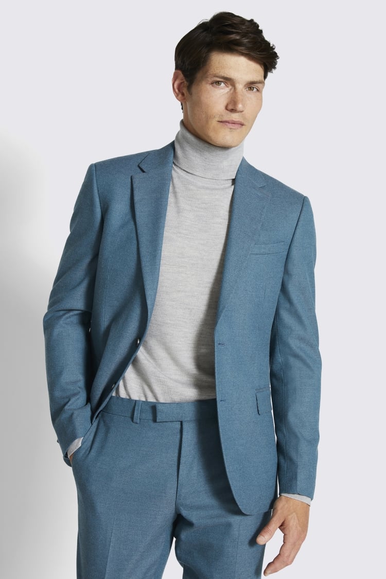 Slim Fit Teal Flannel Suit
