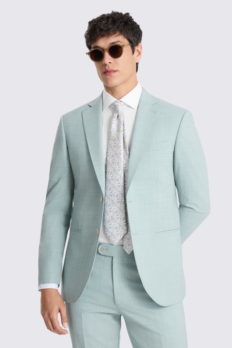 Slim Fit Aqua Marl Suit