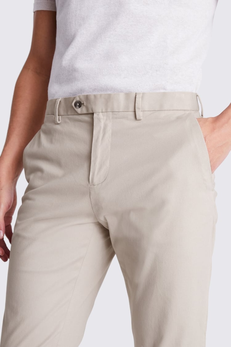 Slim Fit Stone Cotton-Stretch Chinos