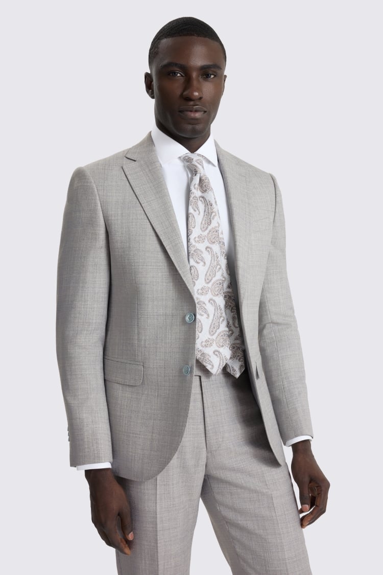 Slim Fit Light Grey Marl Suit Jacket 