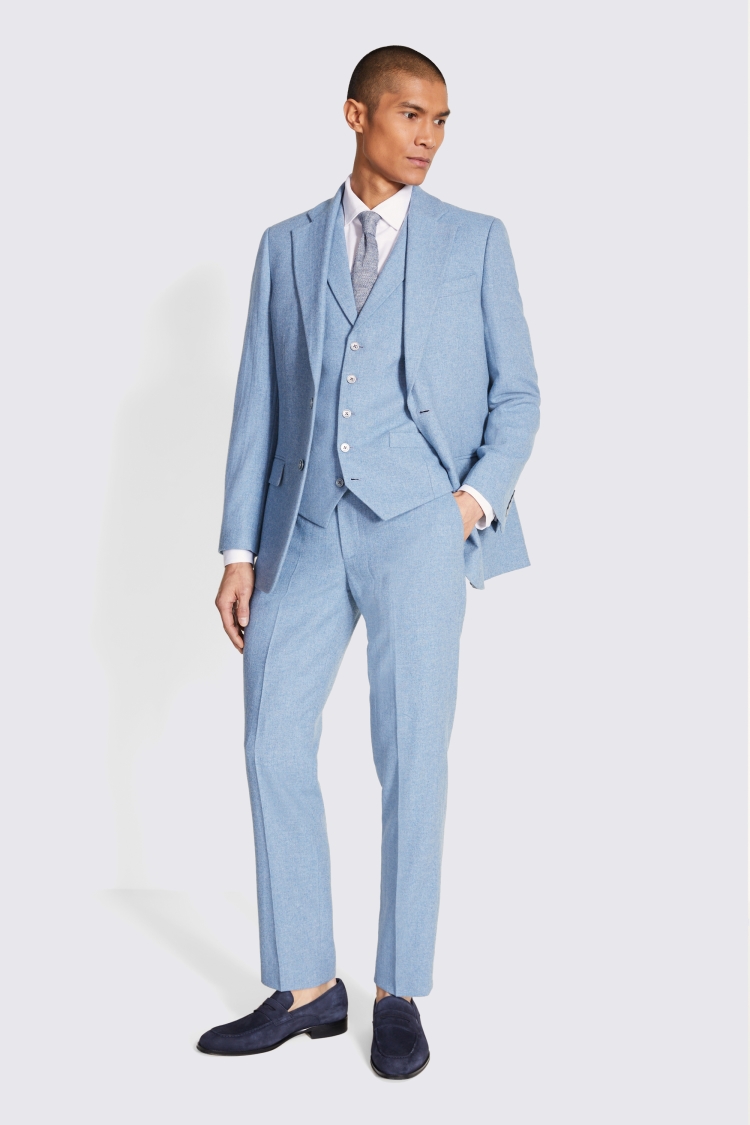 Tailored Fit Blue Herringbone Suit
