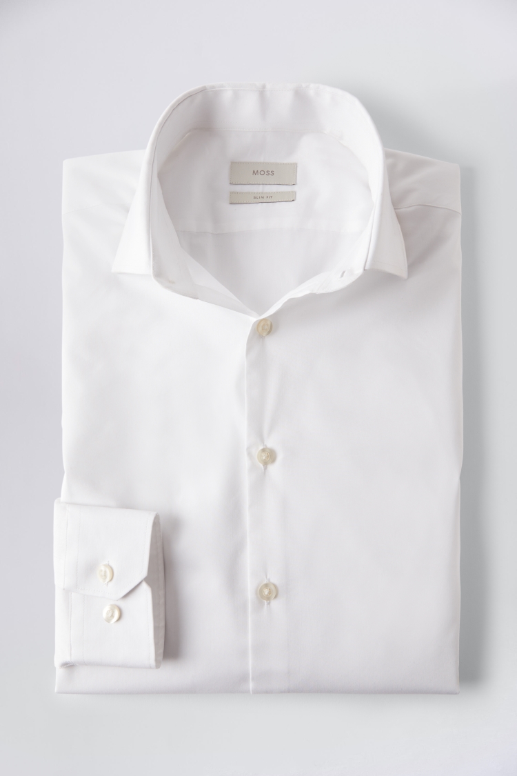 Tailored Fit White Performance Stretch Shirt