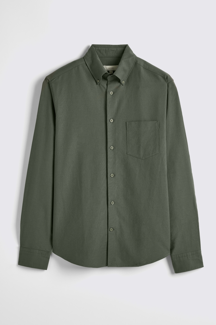 Dark Green Washed Oxford Shirt