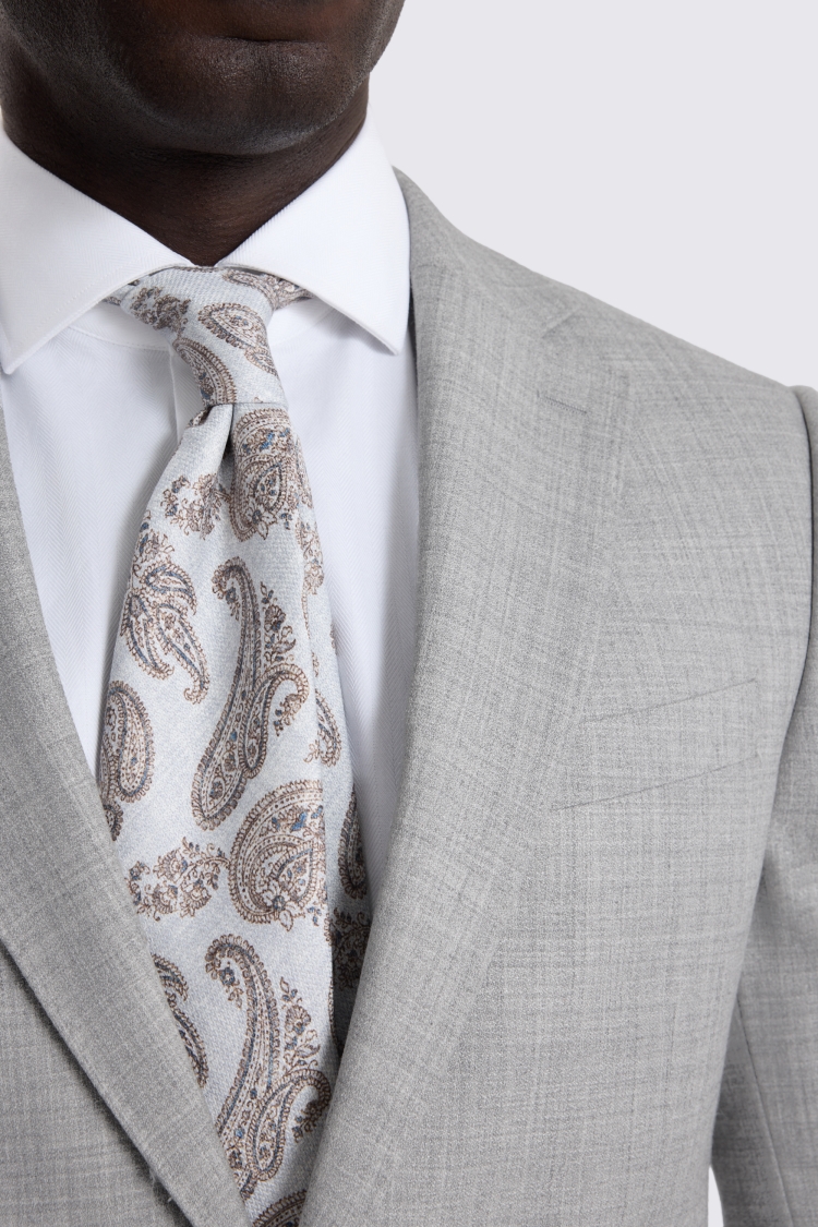 Slim Fit Light Grey Marl Suit