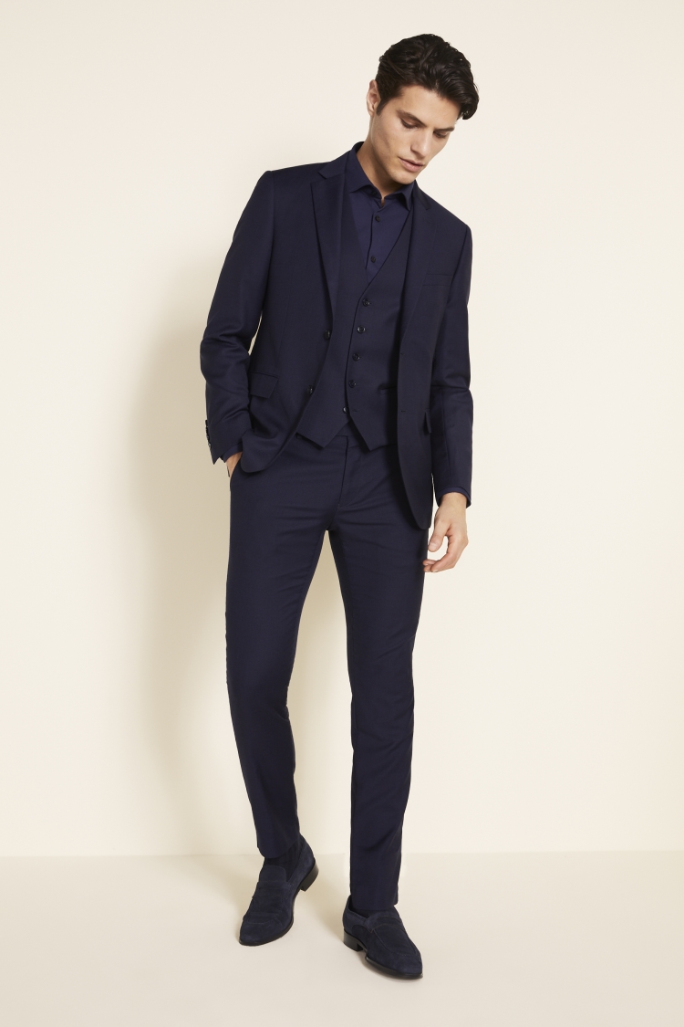 DKNY Slim Fit Navy Panama Openweave Suit Zalando