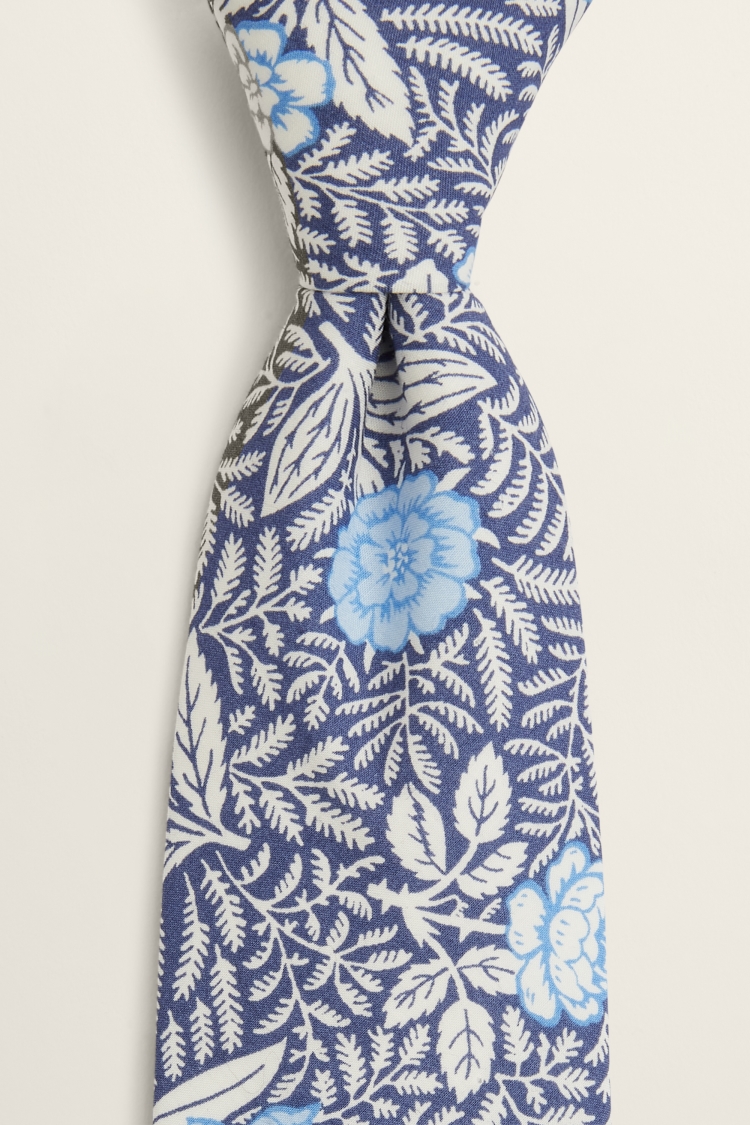 Blue Floral Tie Made with Liberty Fabric