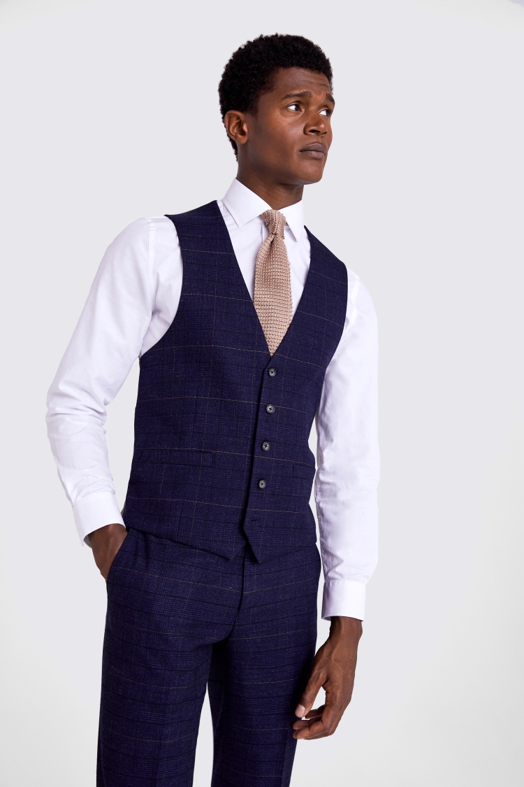 Slim Fit Navy Black Check Jacket